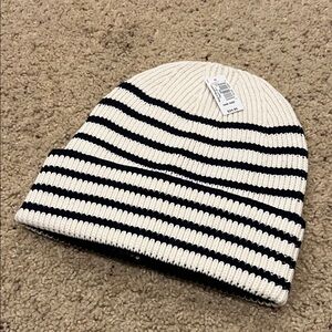 GAP Cream and Black Striped Knit Hat